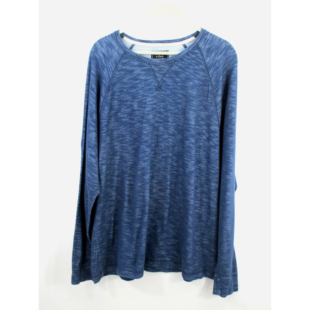 ABERCROMBIE & FITCH Pullover Shirt Men XXL Blue Heather Cotton Blend Long Sleeve